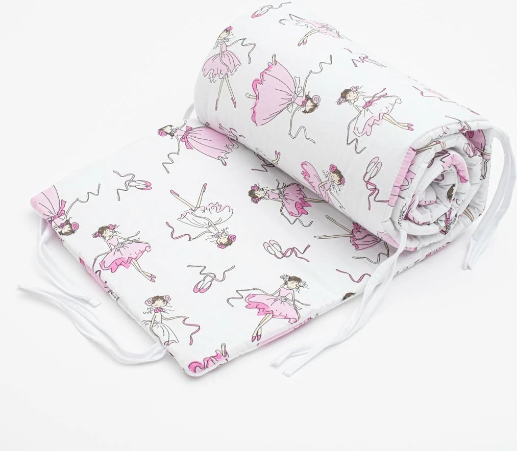 mbrojtëse krevati për bebe New Baby Ballerina Bella 150 cm pambuk, rozë