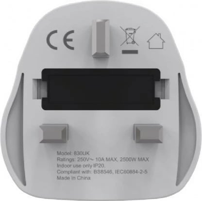 adapter udhëtimi rryme, Gembird A-AC-UKMINTF, World → UK, 10A, prizë G e tokëzuar, e bardhë