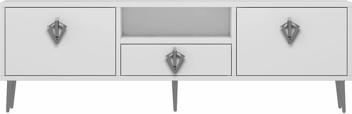 Komodë TV Skye Decor, 1313-DROP-32, e bardhë, argjend