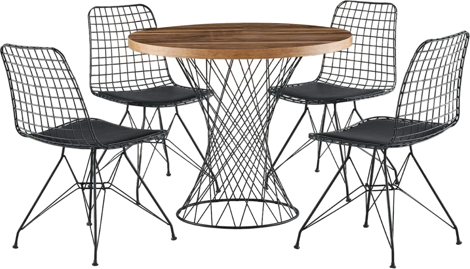 Tavolinë ngrënieje Hanah Home, Pota - 1483, ngjyrë arre dhe e zezë