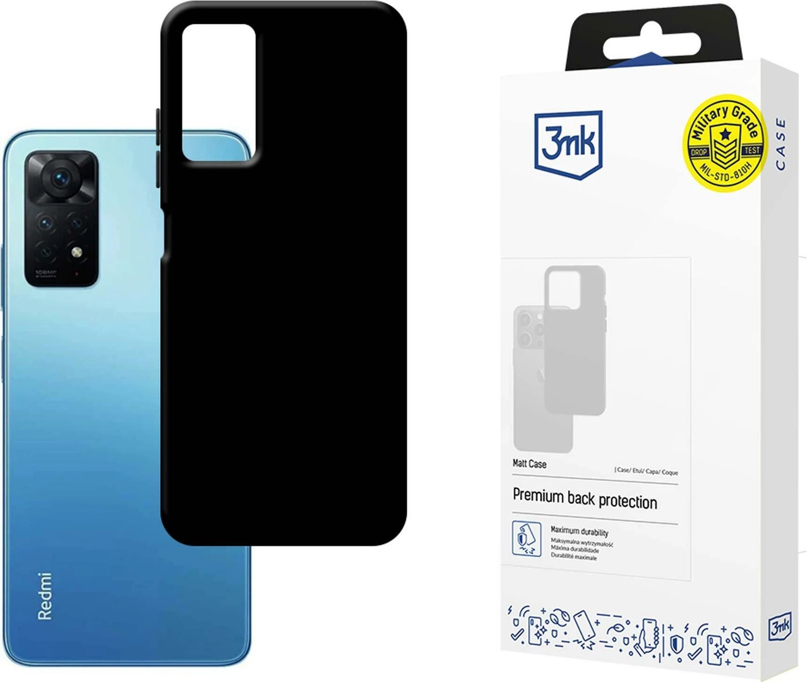 Mbështjellës 3mk Matt Case për Xiaomi Redmi Note 12 Pro 4G, i zi