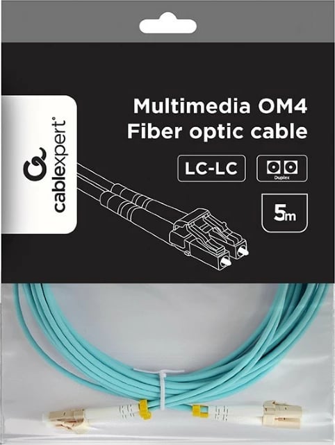 Kabllo optike Gembird CFO-MDOM4-LC/LC-5M, Multimode Duplex OM4, 5m, Turkeze