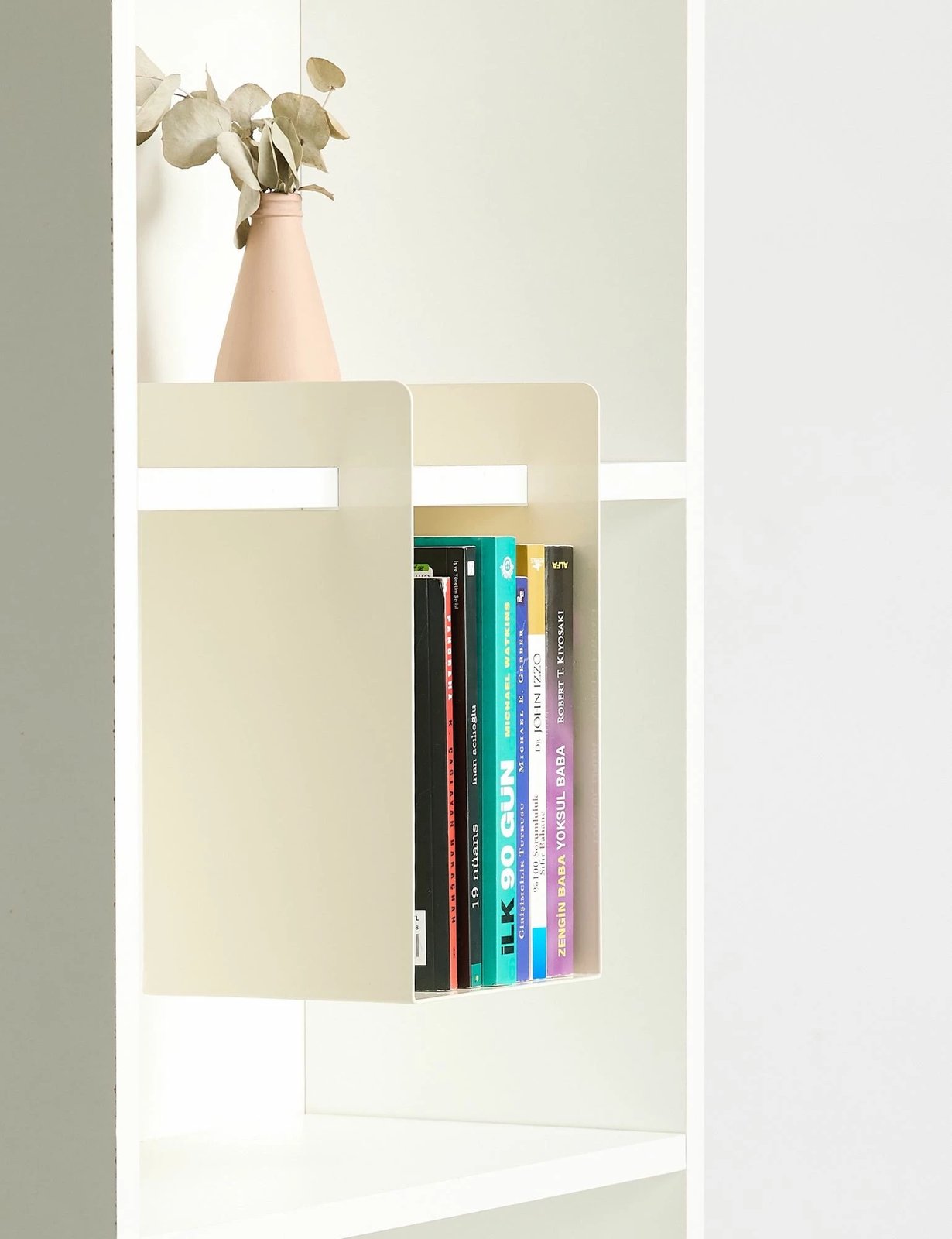 Mbajtës librash Skye Decor, formë kube, ngjyrë krem Mbajtës librash Skye Decor, formë kube, ngjyrë krem