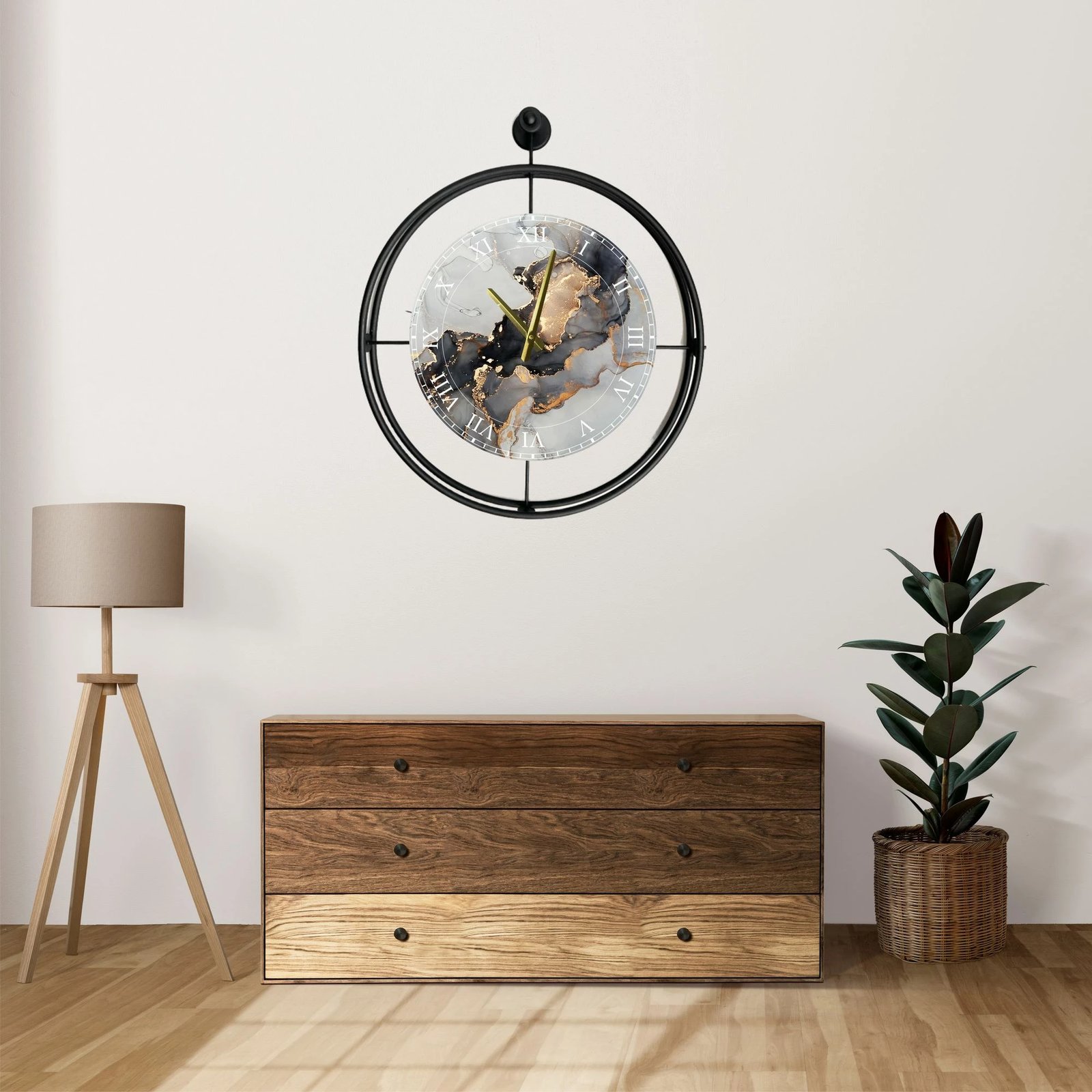 Orë muri dekorative prej metali, Wallity, Mclock-00122, e zezë