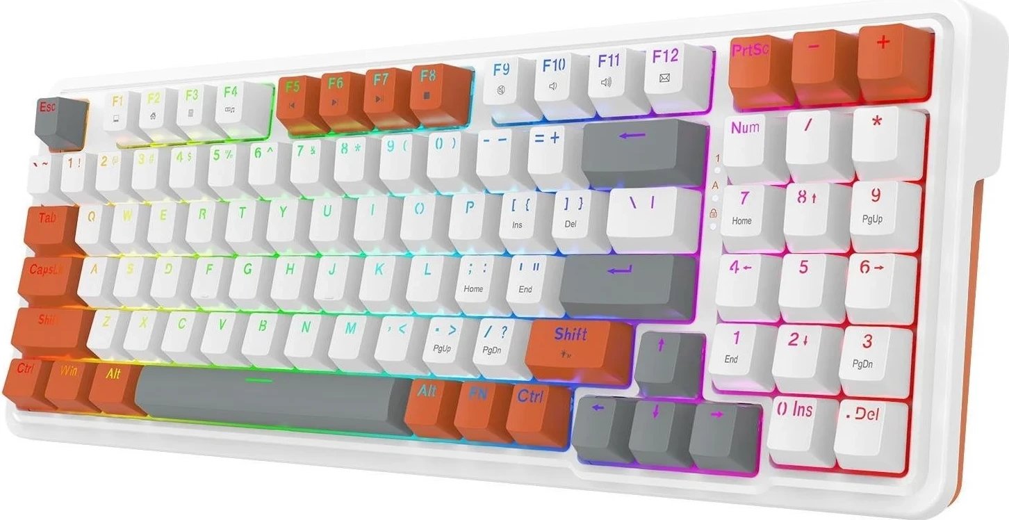 Tastierë mekanike Redragon K664WOG-RGB Gloria, RGB, e bardhë/ e portokalltë
