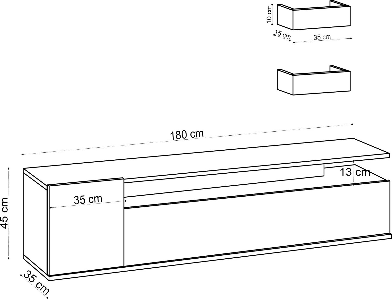 Komodë TV Hanah Home, Alika, ngjyrë lisi, me rafte muri