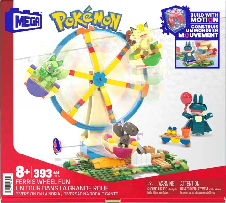 Set ndërtimi Mega Bloks Pokémon Ferris Wheel HXF80, 393 pjesë, plastikë