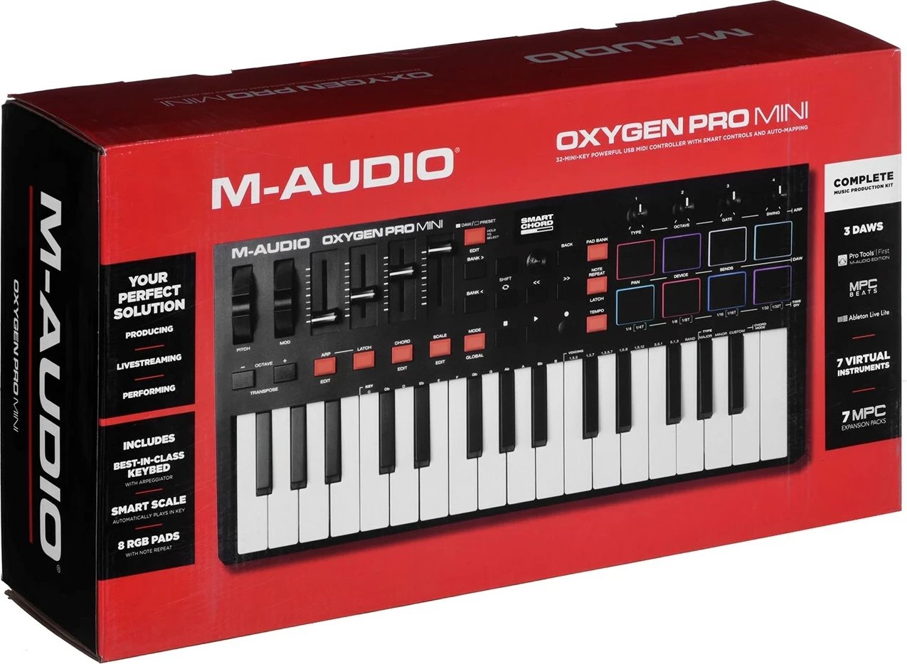 Tastierë MIDI M-AUDIO Oxygen Pro Mini, 32 taste, USB, E zezë