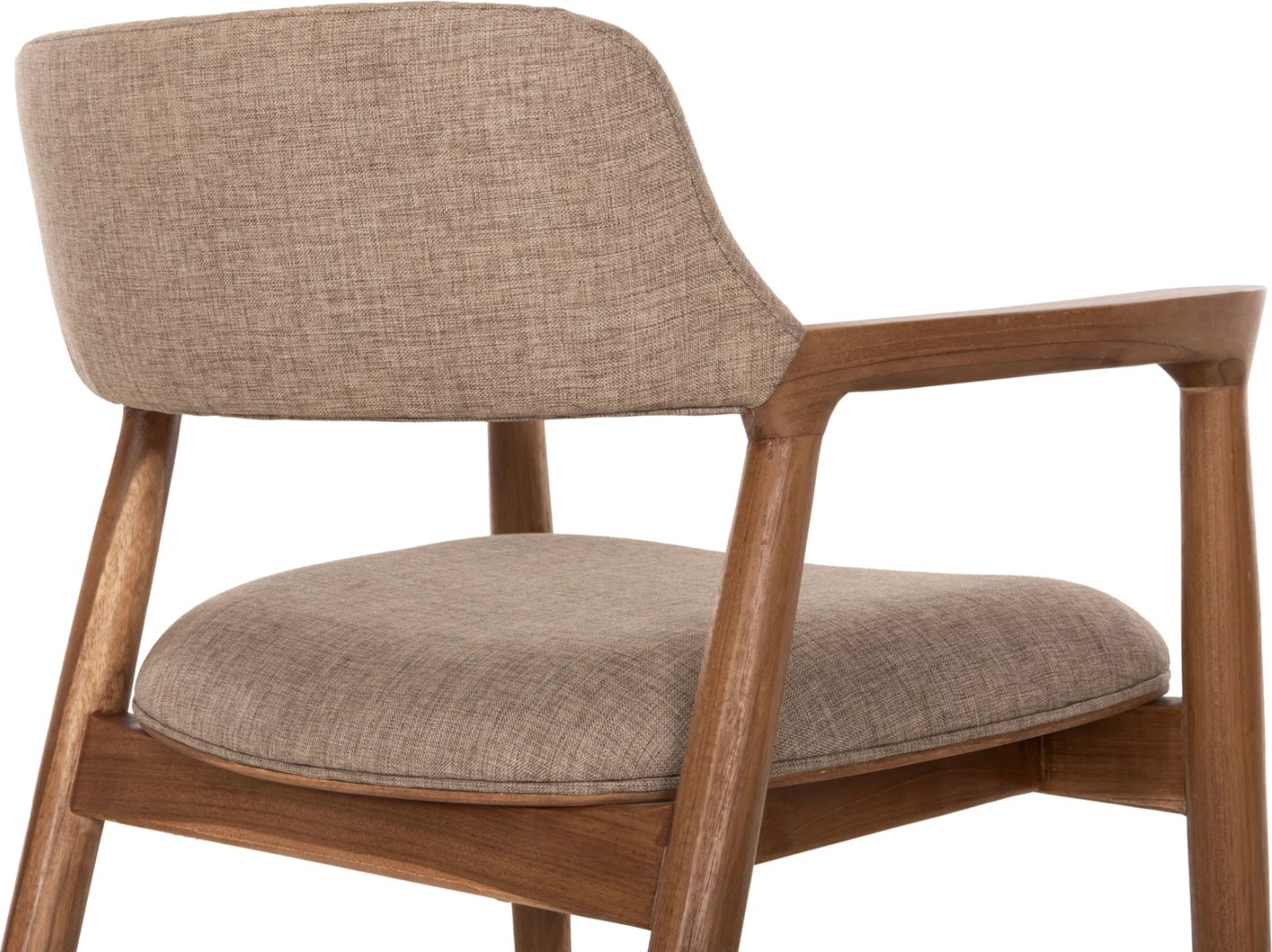 Karrige me krahë JAMES, dru tik natyral, material shampanjë, 57x52x76cm