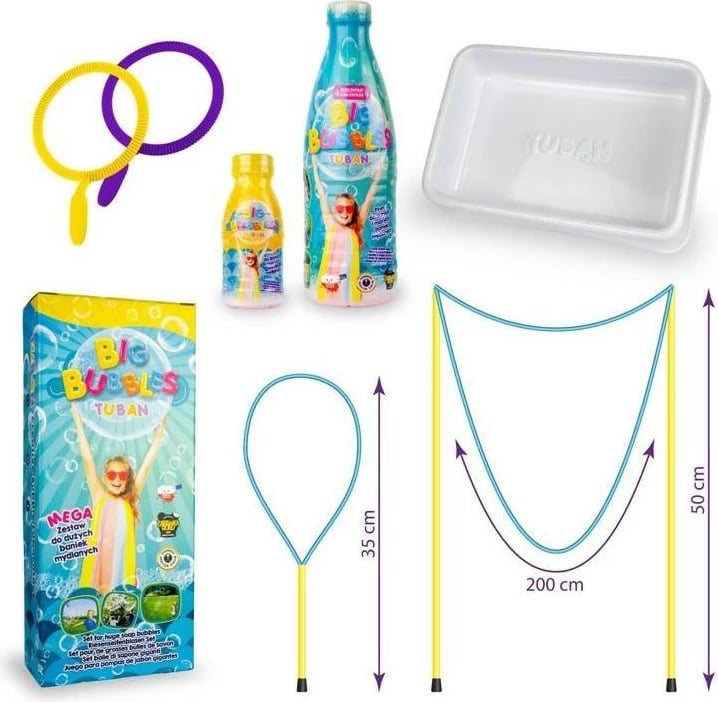 Set flluskash sapuni TUBAN Mega, me koncentrat 1L + aksesorë, Kaltër/Verë