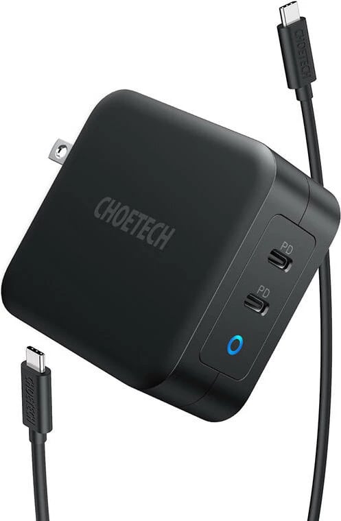 Kasë karikimi Choetech PD6008, 2x USB-C, 100W, GaN, e zezë