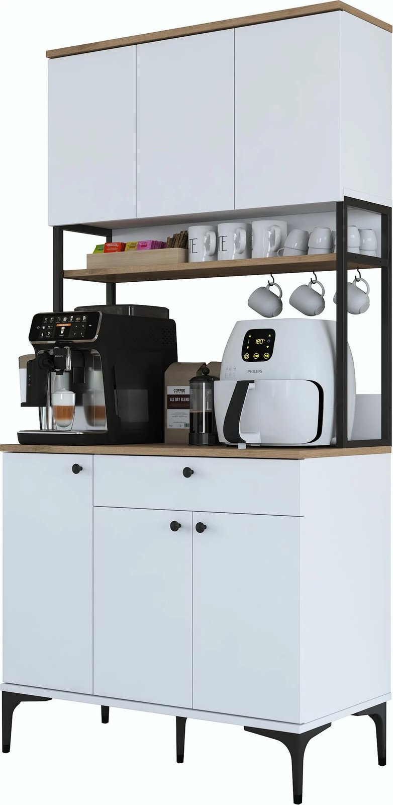 Dollap shumëfunksional Skye Decor, JE197 - 3806, ngjyrë arre dhe e bardhë