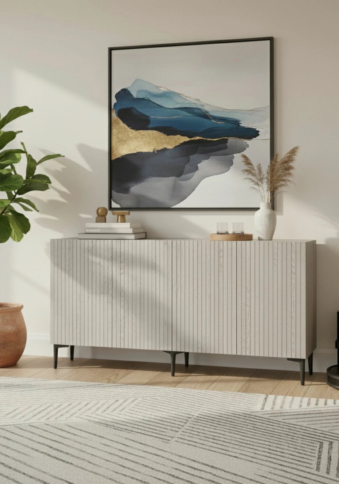 Konsol Skye Decor, Zeynep 150, e bardhë, travertin