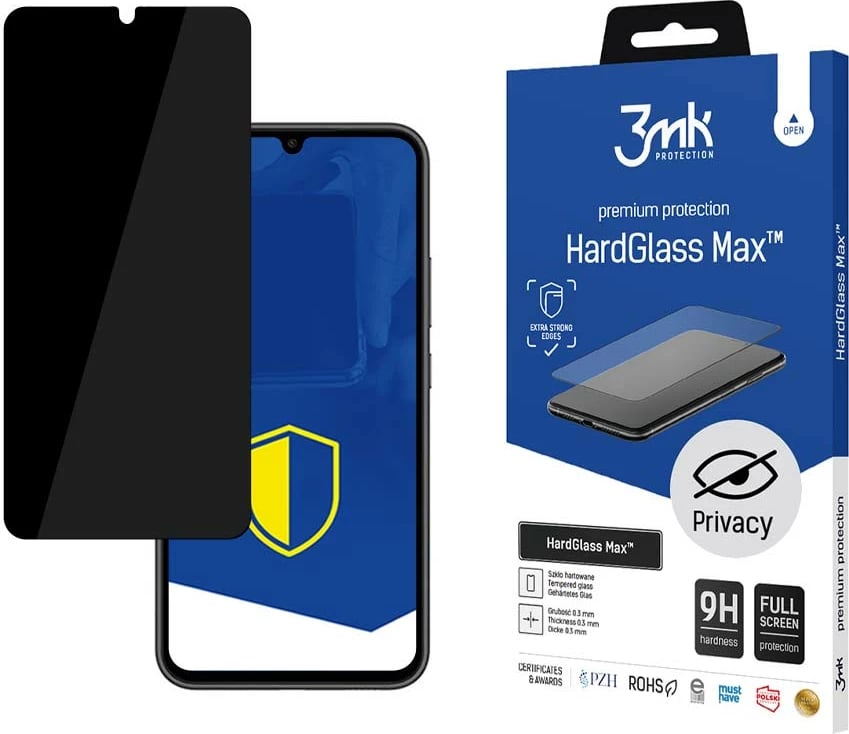 Xham mbrojtës privatësie për ekran, 3mk HardGlass Max Privacy, për Samsung Galaxy A34 5G, i zi