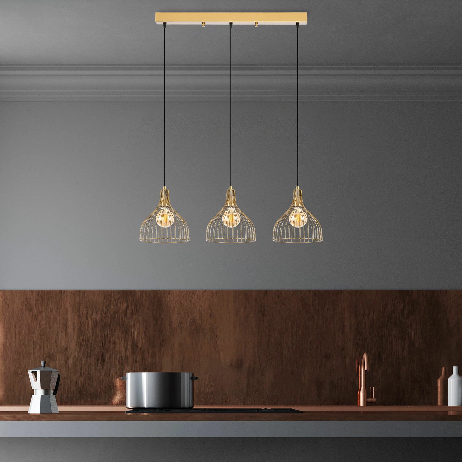 Llambë tavani Opviq Cafu, ngjyrë ari me shkëlqim, 94x25x121cm