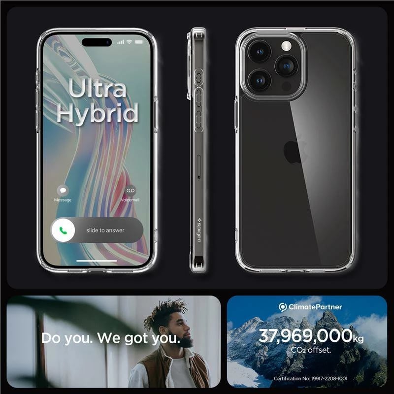 Mbështjellës Spigen Crystal Hybrid për iPhone 15 Pro, Transparent