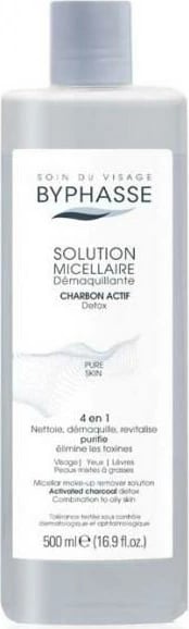 Solucion micelar për pastrim fytyre Byphasse me karbon aktiv 500ml