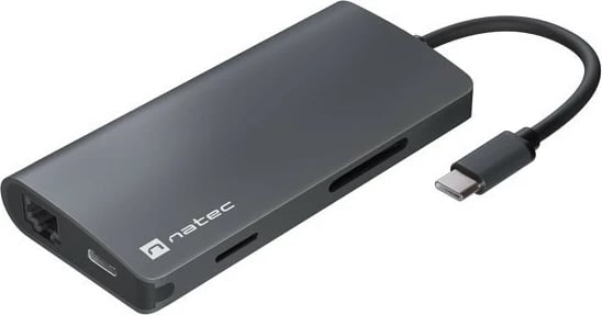 Adapter multiport Natec Fowler 2 V2, USB-C në HUB, 3x USB 3.0, HDMI 4K, Gri