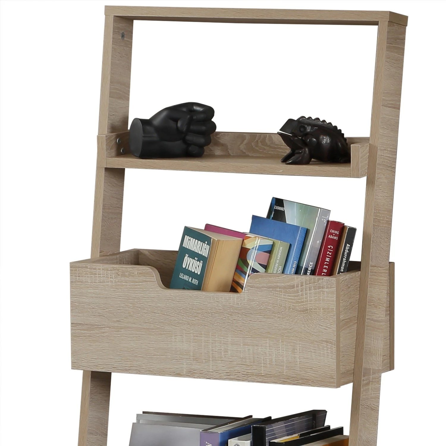 Raft librash Hanah Home, i ulët, ngjyrë lisi e çelët