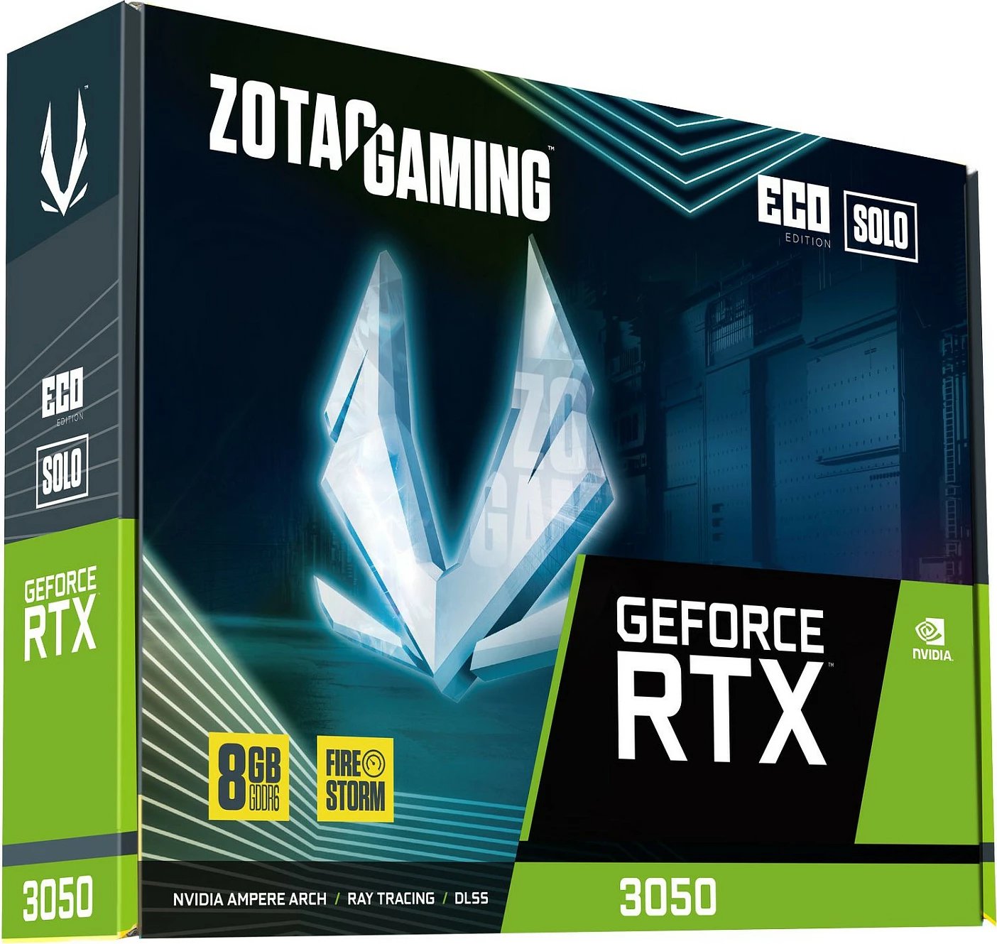 Kartelë grafike Zotac GAMING GeForce RTX 3050 Eco Solo, 8 GB, GDDR6, PCI Express x8 4.0, e zezë
