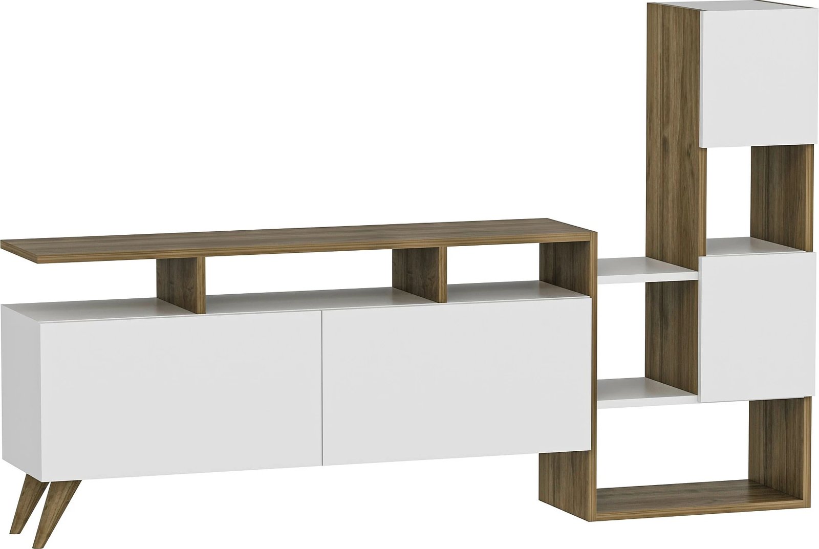 Komodë TV Hanah Home, Tower, e bardhë dhe arre