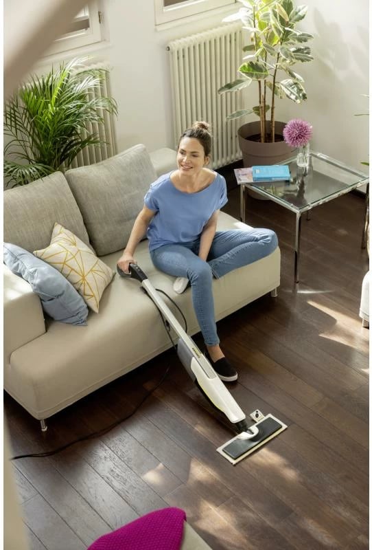 Fshesë me avull, Kärcher, SC 2 Upright EasyFix (1.513-500.0), rregullim avulli 2 nivele, depozitë e heqshme me patron kundër gëlqeres, e bardhë/zezë