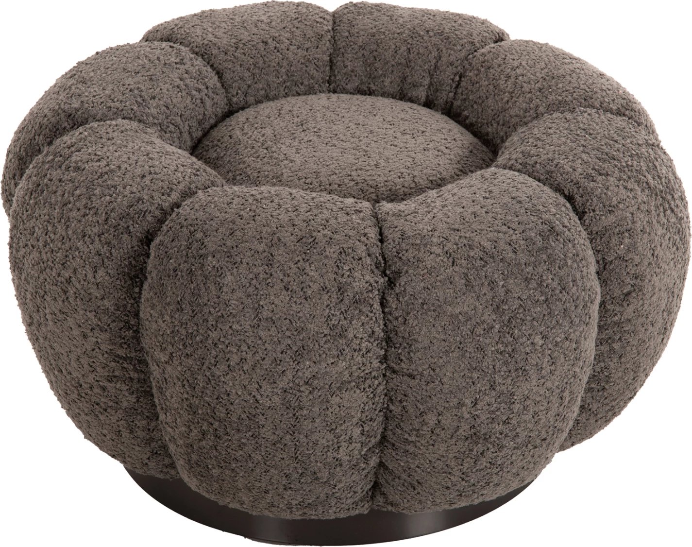 Karrige për bar KRIPP FH9602.01, gri boucle, bazë metalike e zezë, Φ60x31H cm