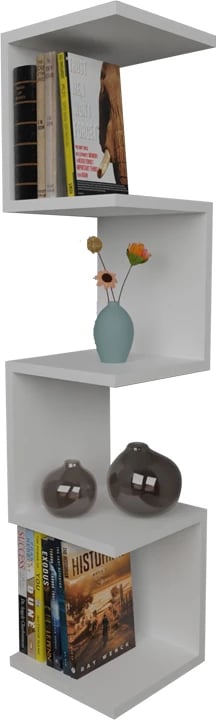 Raft muri zigzag, melaminë e bardhë, 25x25x109 cm