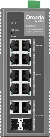 Switch industrial TP-Link Omada IES210GPP, 10 porta Gigabit, 8 PoE+, 2 SFP, Gri