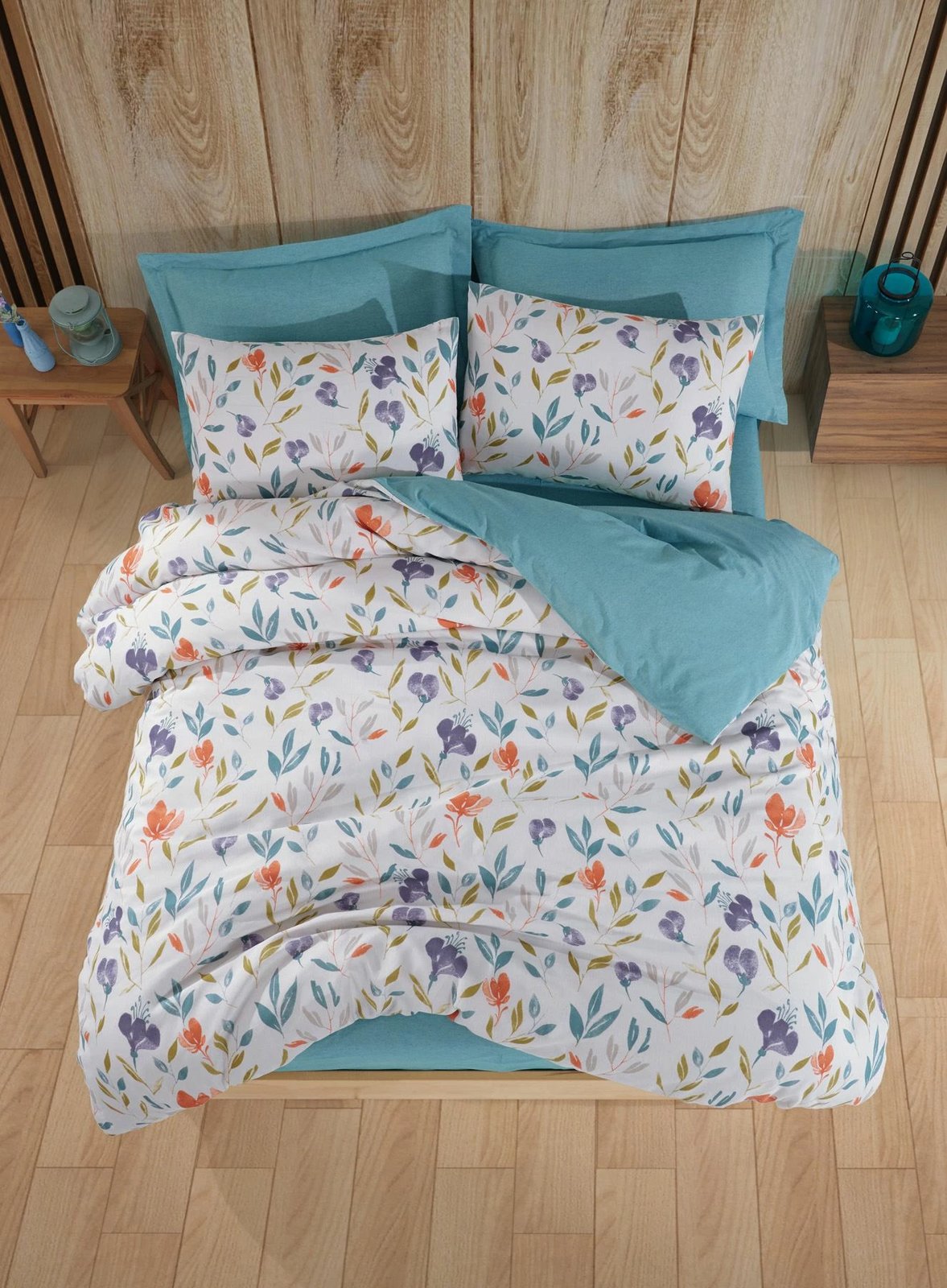 Set mbulesë për jorgan Super King, lule, ngjyrë lejla