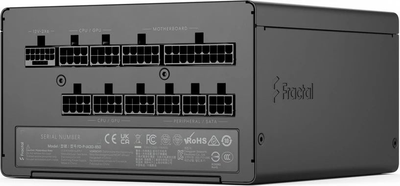 Furnizues energjie PC, Fractal Design Ion 3 Gold, 850W 80+ Gold, ATX 3.1, plotësisht modular, 12VHPWR (12V2×6), e zezë