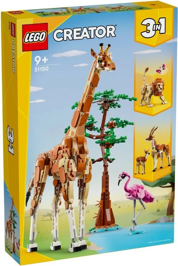 Set lodrash LEGO Creator 3-in-1 31150, 780 pjesë, Kafshë të egra nga safari, plastikë