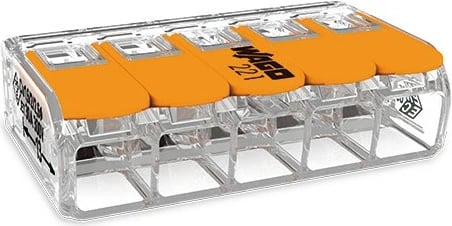 Lidhës elektrik WAGO Serie 221, 5x6mm, 15 copë, portokalli