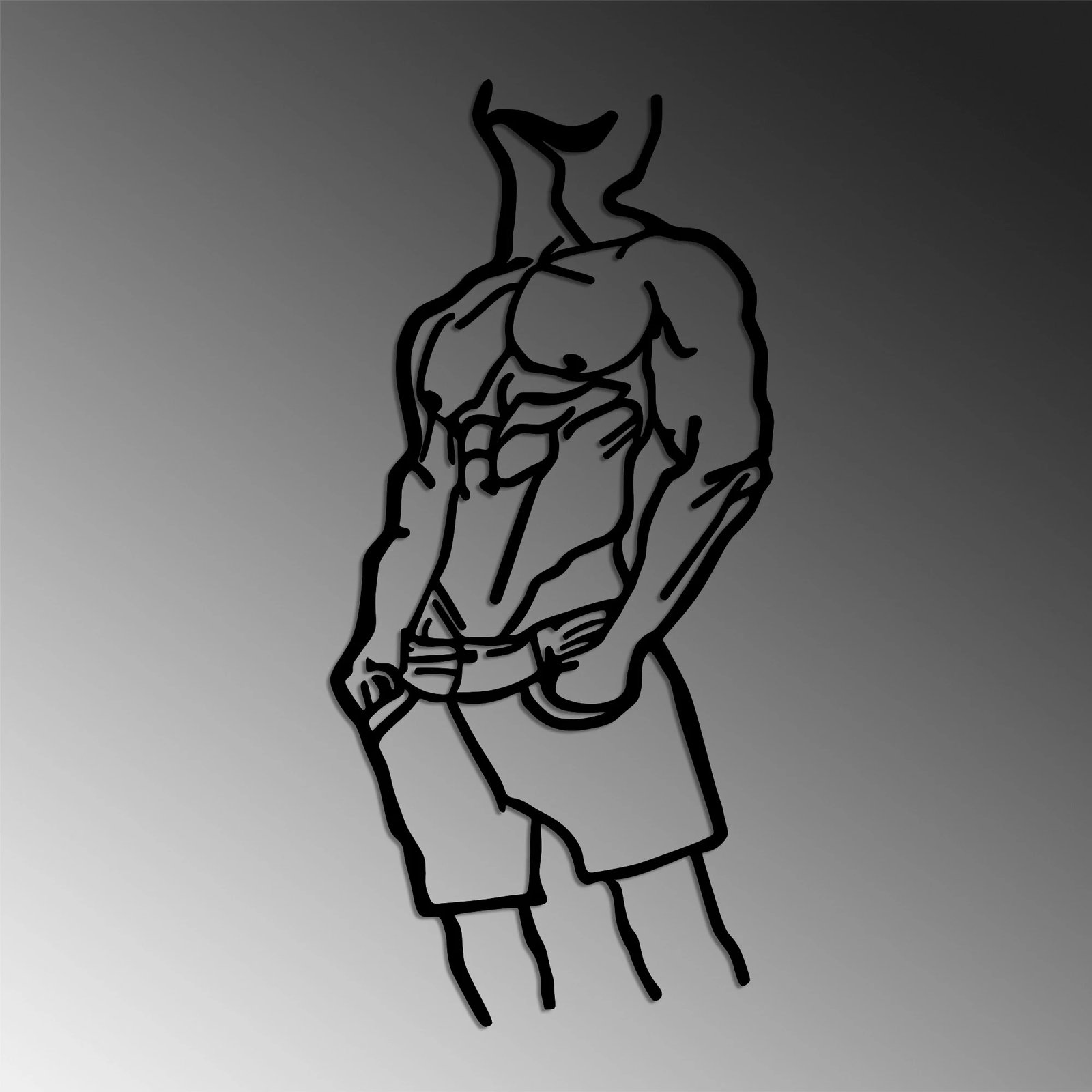 Aksesor muri dekorativ prej metali, figurë mashkullore, Wallity, ngjyrë e zezë