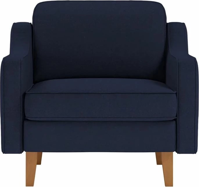 Karrige një vendëshe Robin 1, ngjyrë blu nate, këmbë dru arre