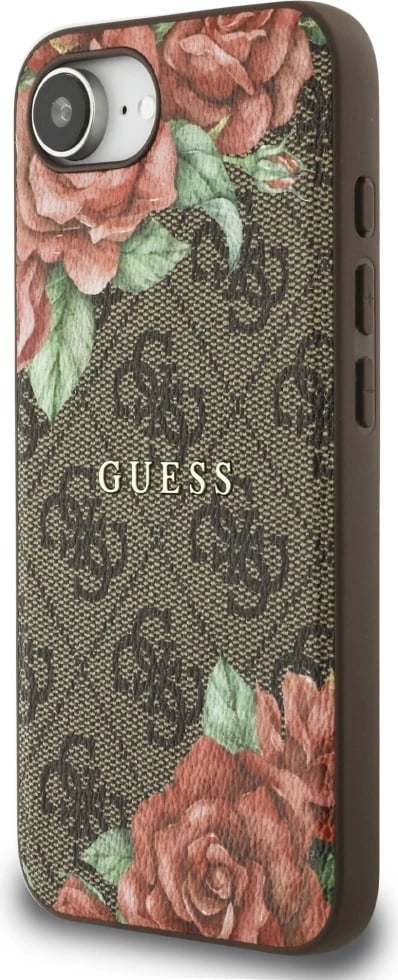 Mbështjellës Guess 4G Flowers Print MagSafe për iPhone 16e, Kafe
