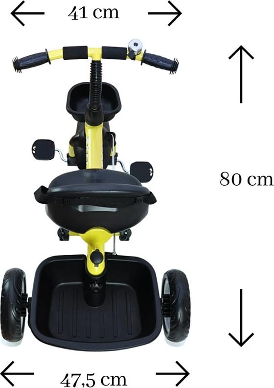 Tricikël fëmijësh, Milly Mally Axel, me shufër drejtimi të rregullueshme, kornizë çeliku, rrota EVA, pedale me bllokim, 1–3 vjeç, e gjelbër