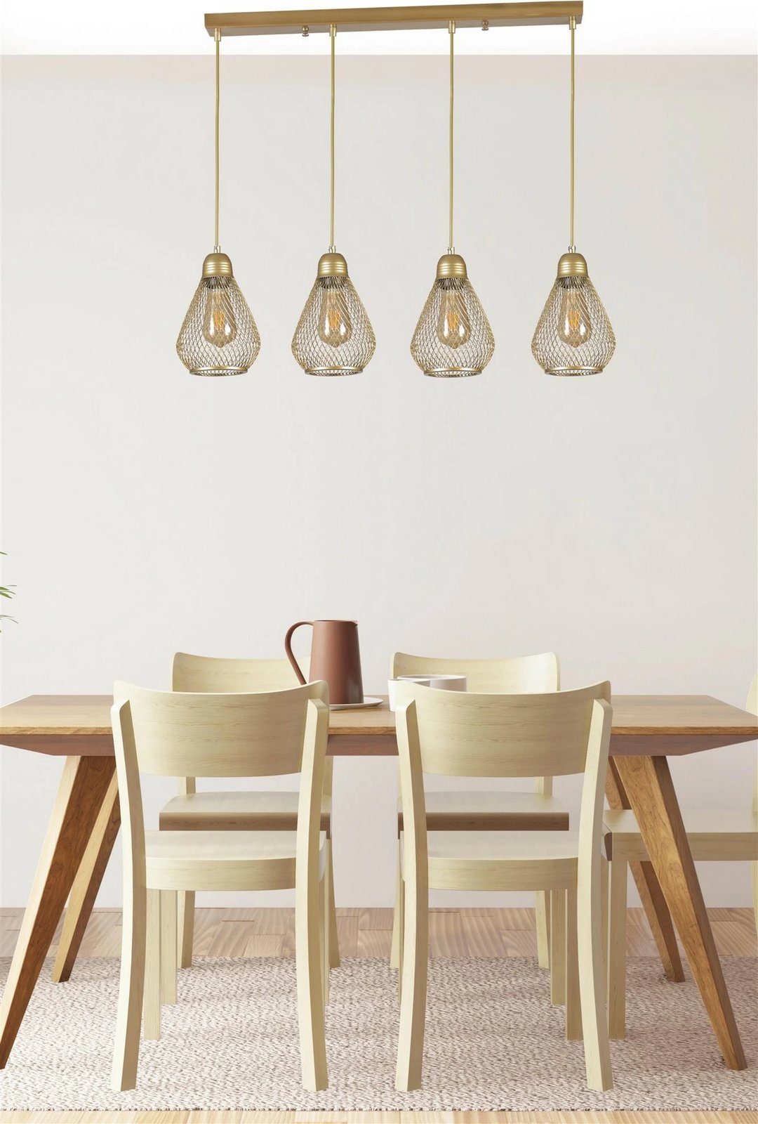 Llambë tavani Opviq, Armut 4-sh, ngjyrë ari, eskitme, e varur