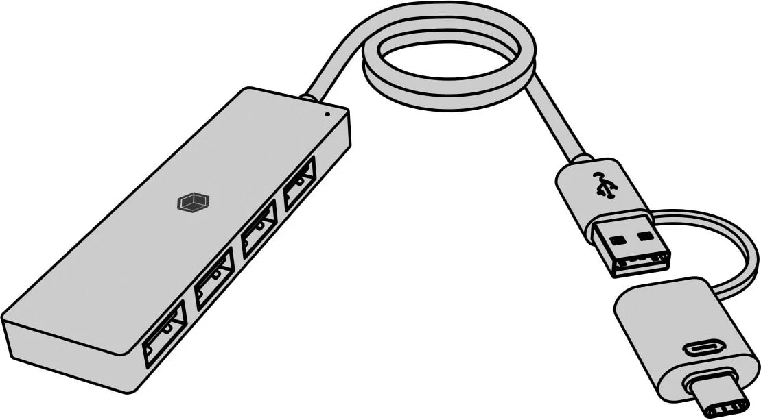 Kasë USB IcyBox IB-HUB1424-C3, 4 porta, USB 3.2 Gen 1, Type-C/Type-A, e zezë