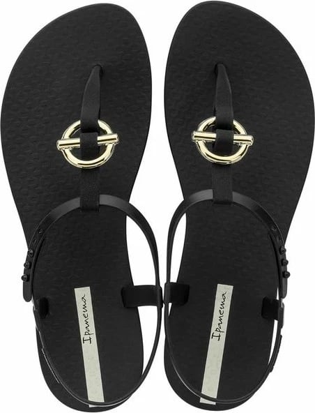 Sandale flip-flop për femra Ipanema, të zeza me të arta