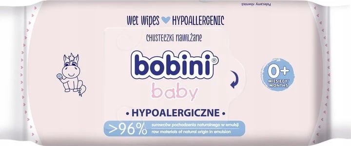 Peceta të lagura për fëmijë Bobini Baby Hypoallergenic, 60 copë