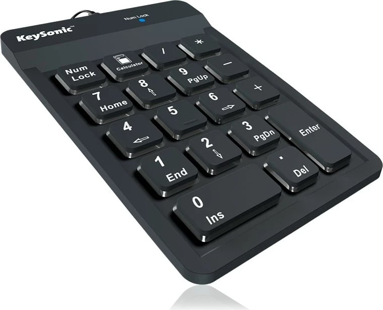 Tastierë numerike KeySonic ACK-118BK, USB, 18 taste, silikon, e zezë