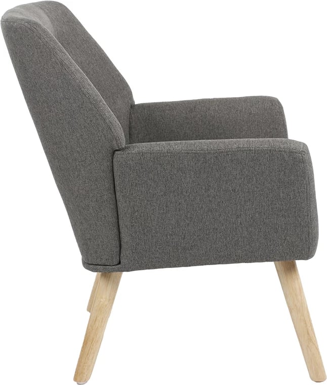 Karrige e rehatshme Likable, pëlhurë gri natyrale, 67x89x86cm