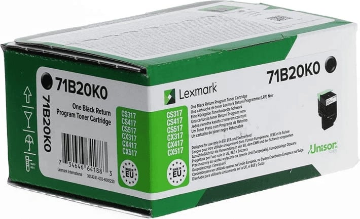 Toner, Lexmark, 71B20K0, rendiment 3000 faqe, i zi