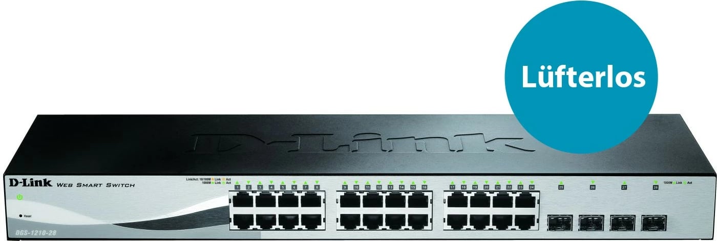 Switch D-Link DGS-1210-28, Managed, L2/L2+, Rack mounting, 1U, Ngjyrë e zezë