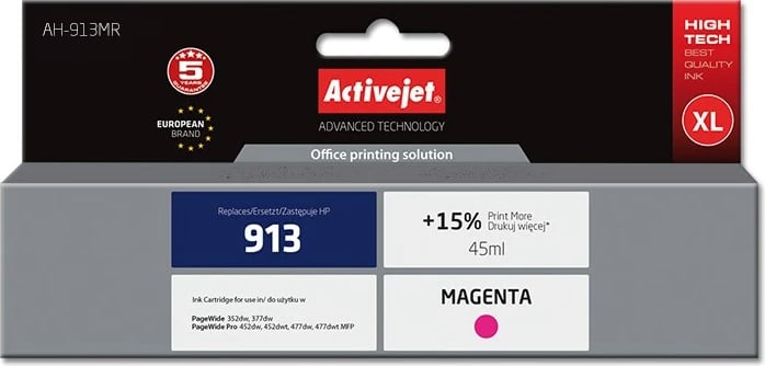 Ngjyrë zëvendësuese Activejet AH-913MR për printer HP 913 F6T78AE, 45 ml, vjollcë