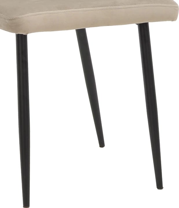 Karrige Azori kadife, bezhë-gri, këmbë metalike të zeza, 49x55x85cm (set prej 2 copash)