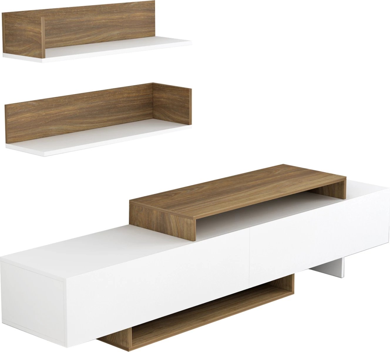 Set mobiljesh për TV, EDUARDO, FH8909.12, melaminë, ngjyrë bardhë-natyrale, 180x29,5x45Hcm Set mobiljesh për TV, EDUARDO, FH8909.12, melaminë, ngjyrë bardhë-natyrale, 180x29,5x45Hcm