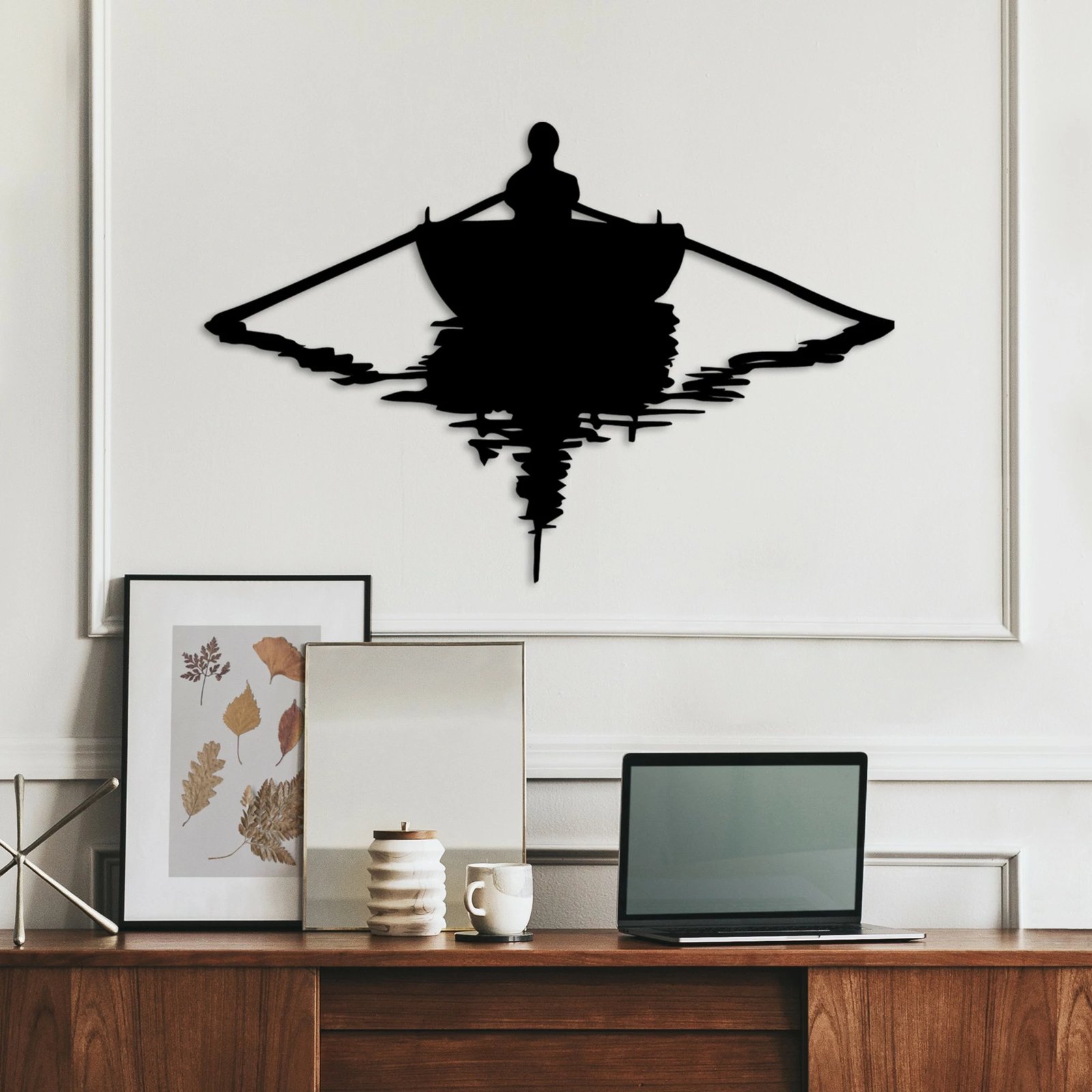 Aksesor dekorativ metalik për mur, Wallity, varkë