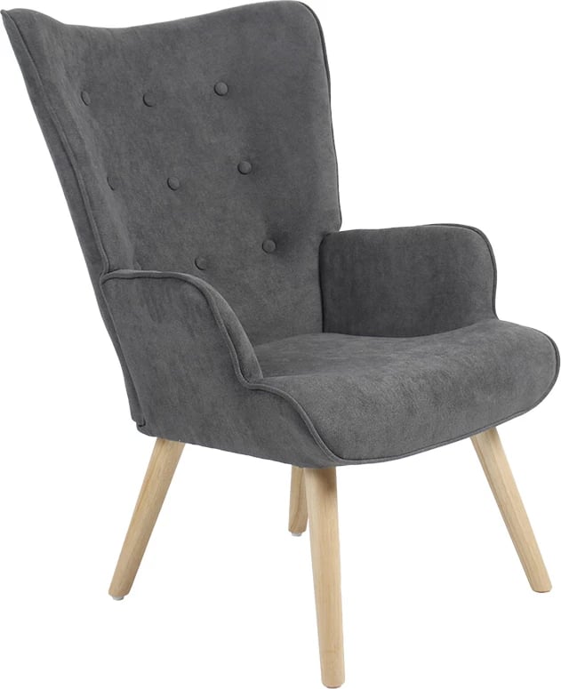 Karrige Fluffy, material stof, ngjyrë antracit-natyrale, 75x69x96cm